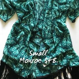 LuLaRoe Monroe Kimono Small with Wolves